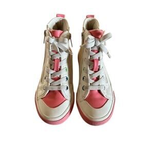 Girls’ M&S High-Top Sneakers Size 2 (EUR 34.5) Butterfly Detail, Rainbow Soles
